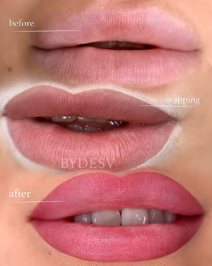 Lip blush stap voor stap: before, mapping en after